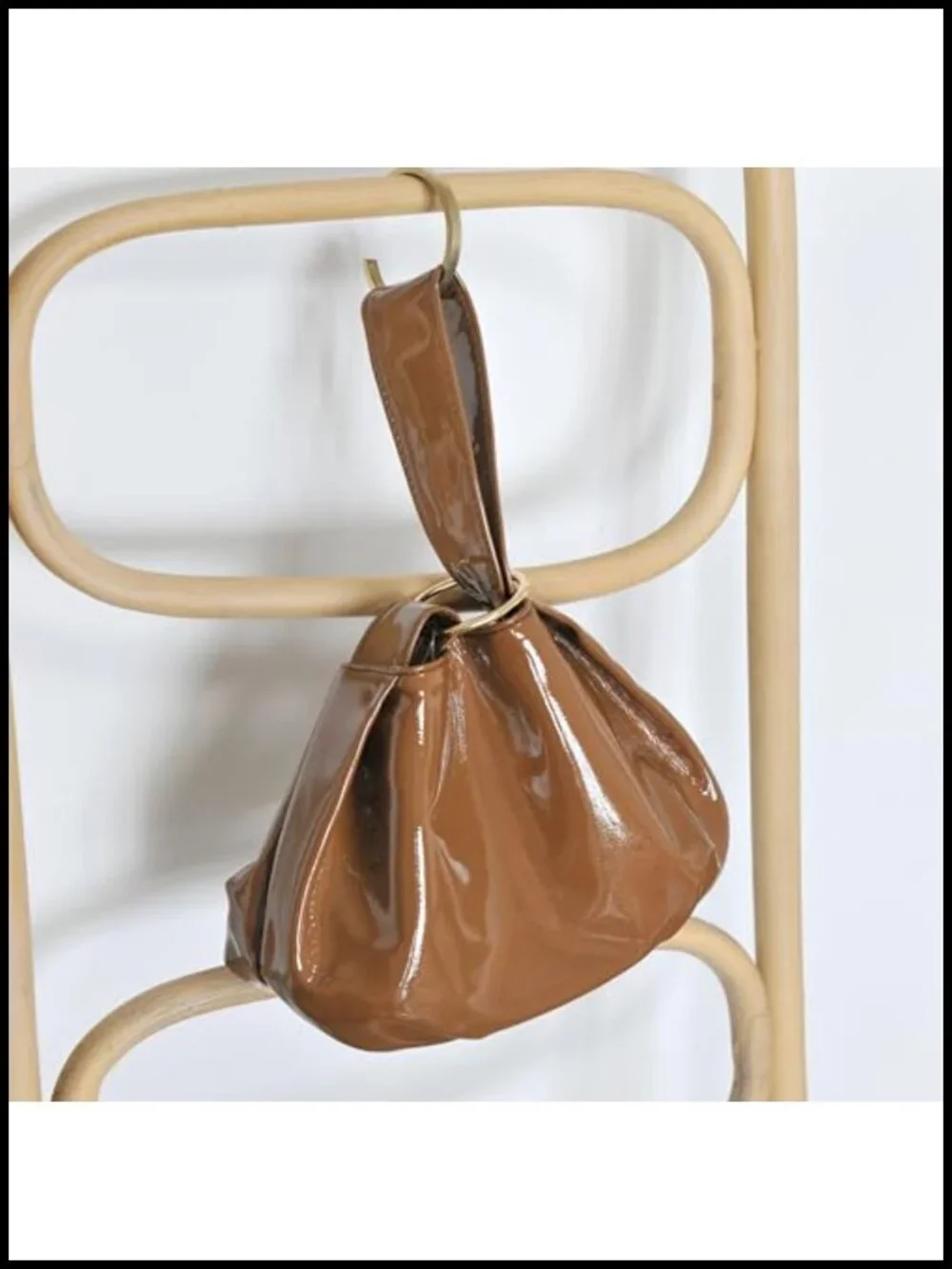 Women's Patent Vegan Leather Hobo Top Handle Bag Clutch Wristlet